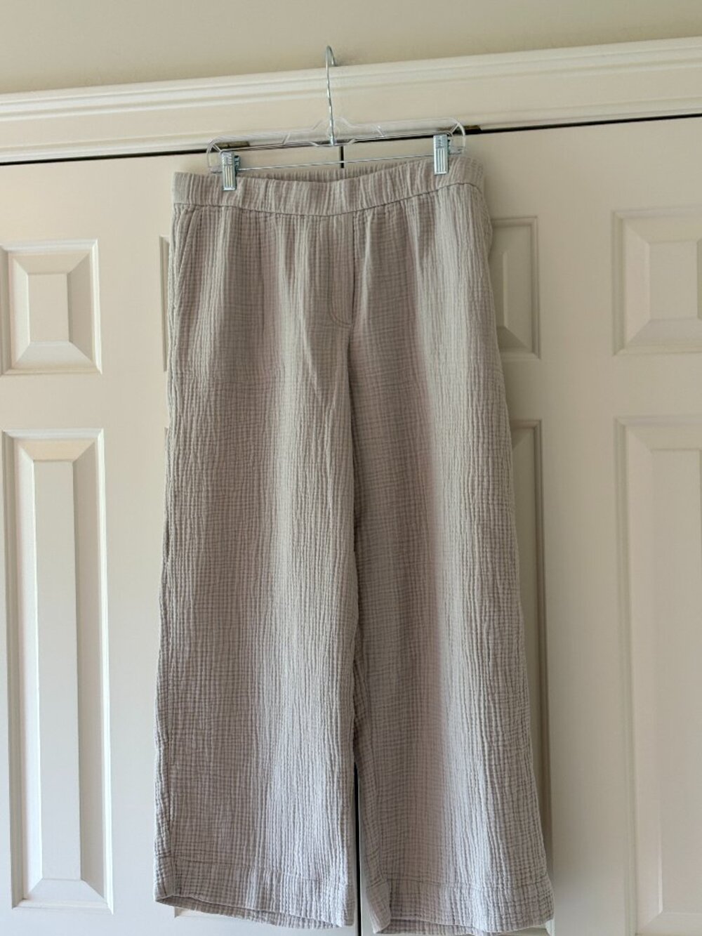 J. Jill Wide Leg Cropped  Pumice Gauze Pull-On Pants Sz L Tall